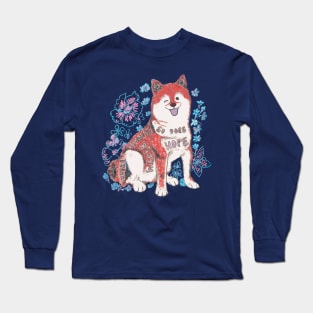 Blooming Flowers Hopeful Shiba Inu Long Sleeve T-Shirt